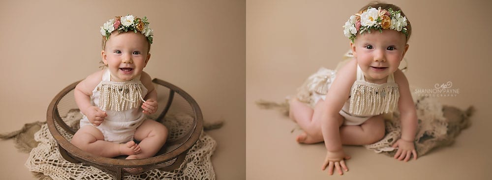 baby sitting portrait session nashville